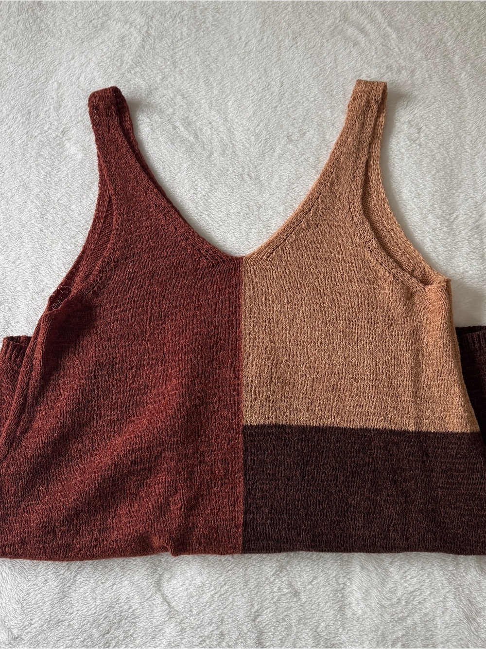 Colorblock Knit Tank Top - Rust & Tan - Picture 4 of 4